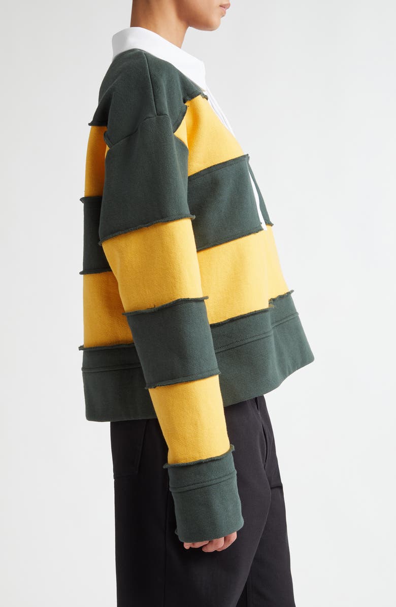 K.NGSLEY Gender Inclusive Riis Deco Long Sleeve Rugby Shirt, Alternate, color, Dark Olive/ Ocre