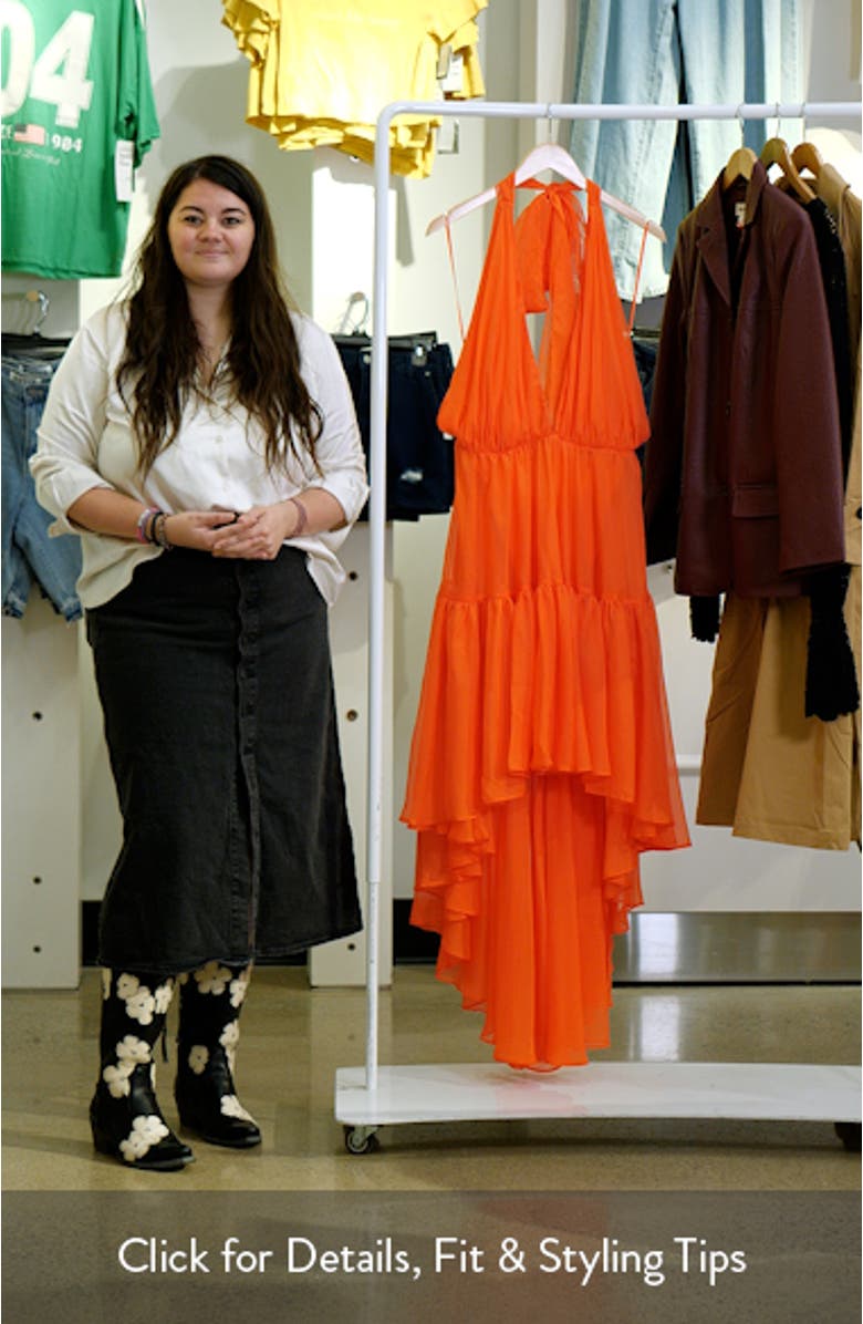 Leona High-Low Chiffon Halter Dress, sales video thumbnail