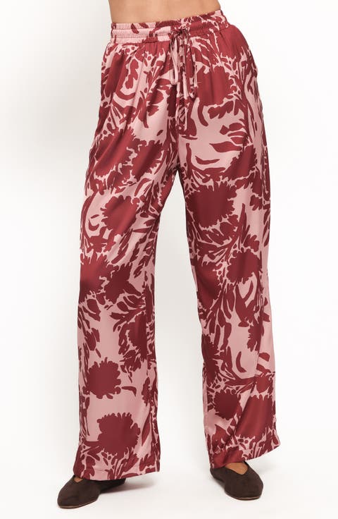 Elysia Floral Print Wide-Leg Pants
