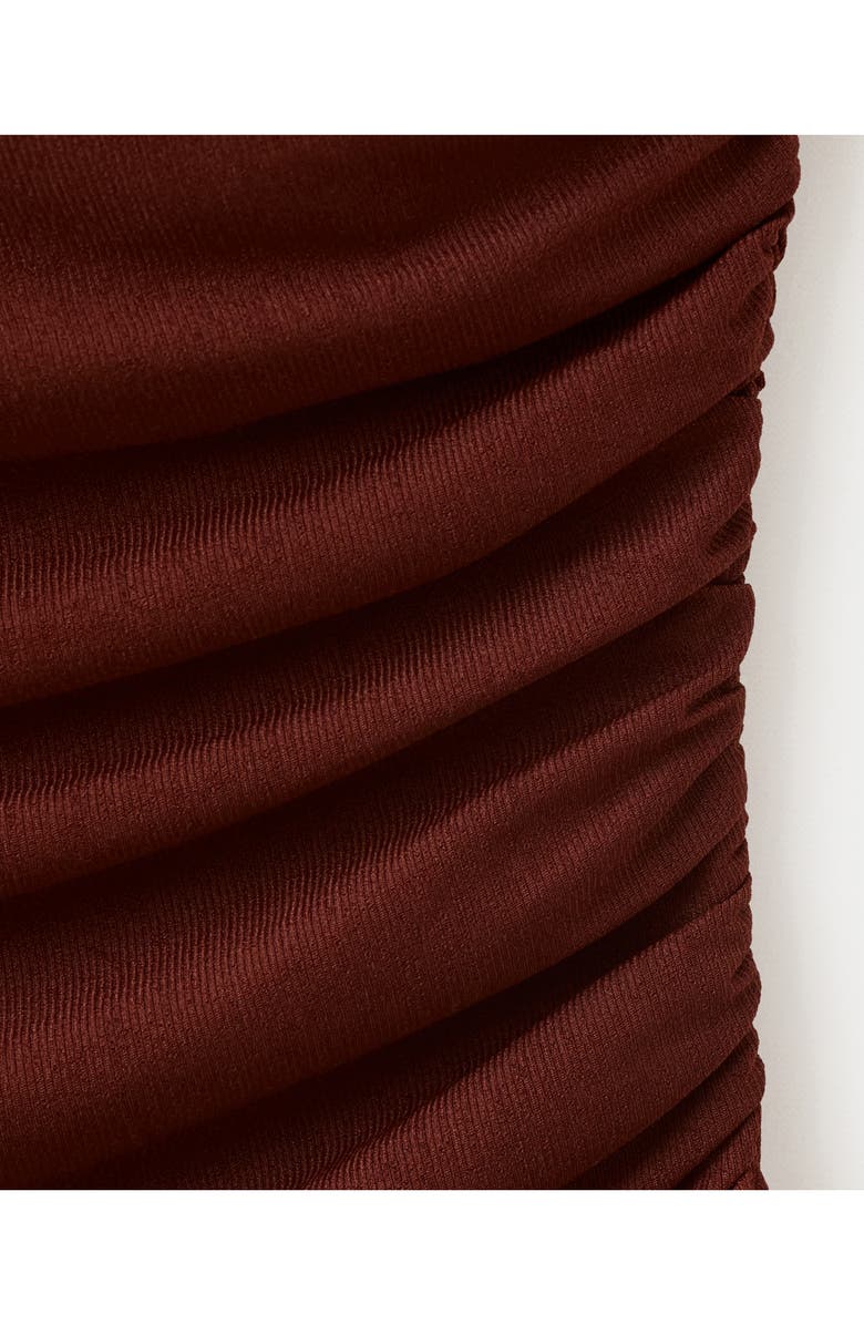 MANGO Asymmetric Ruched Top, Alternate, color, Russet