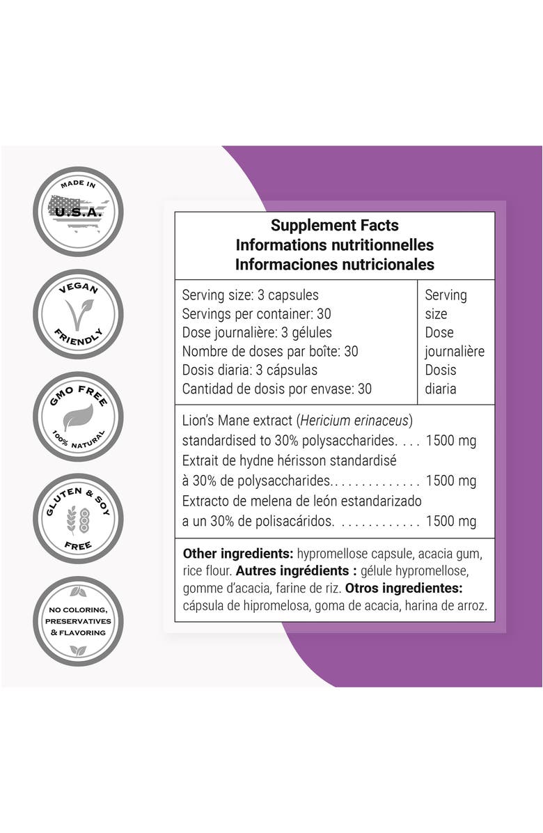SuperSmart Lion's Mane 1500mg per Day, Alternate, color, 