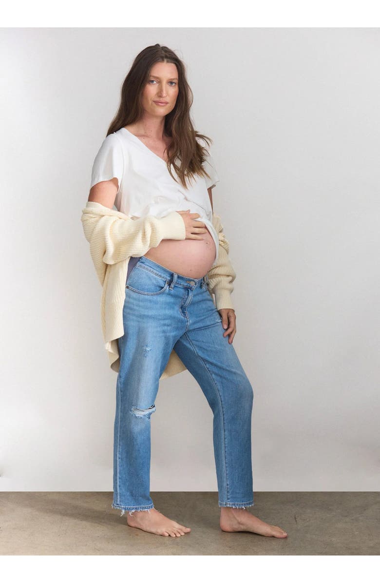 HATCH The Boyfriend Maternity Jean, Main, color, Destroyed Light Wash