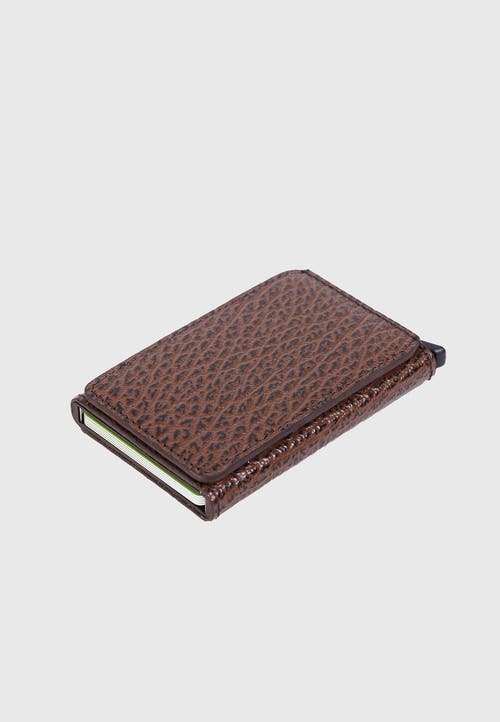 Furniq Uk Genuine Leather Venous Pattern Card Holder In Brown
