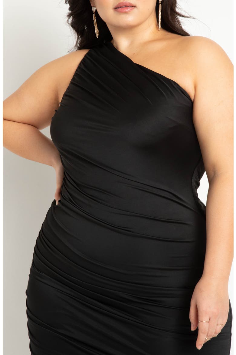 Ruched One Shoulder Dress, Alternate, color, BLACK ONYX