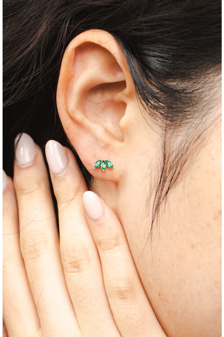 Emerald Marquise Cluster Stud Earrings, Alternate, color, 14K YELLOW GOLD