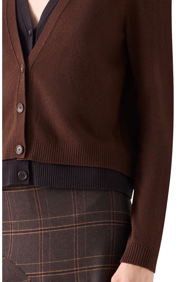 Wool & Cashmere Trompe l'Oeil Cardigan, Alternate, color, ESPRESSO