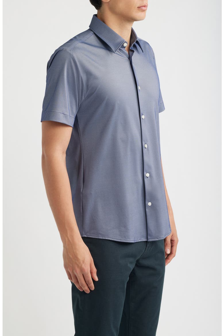 P-Roan Short Sleeve Performance Button Up Shirt, Alternate, color, DARK BLUE
