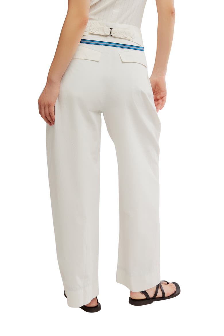 Buckle Belt Cotton WIde Leg Pants, Alternate, color, SNOW WHITE
