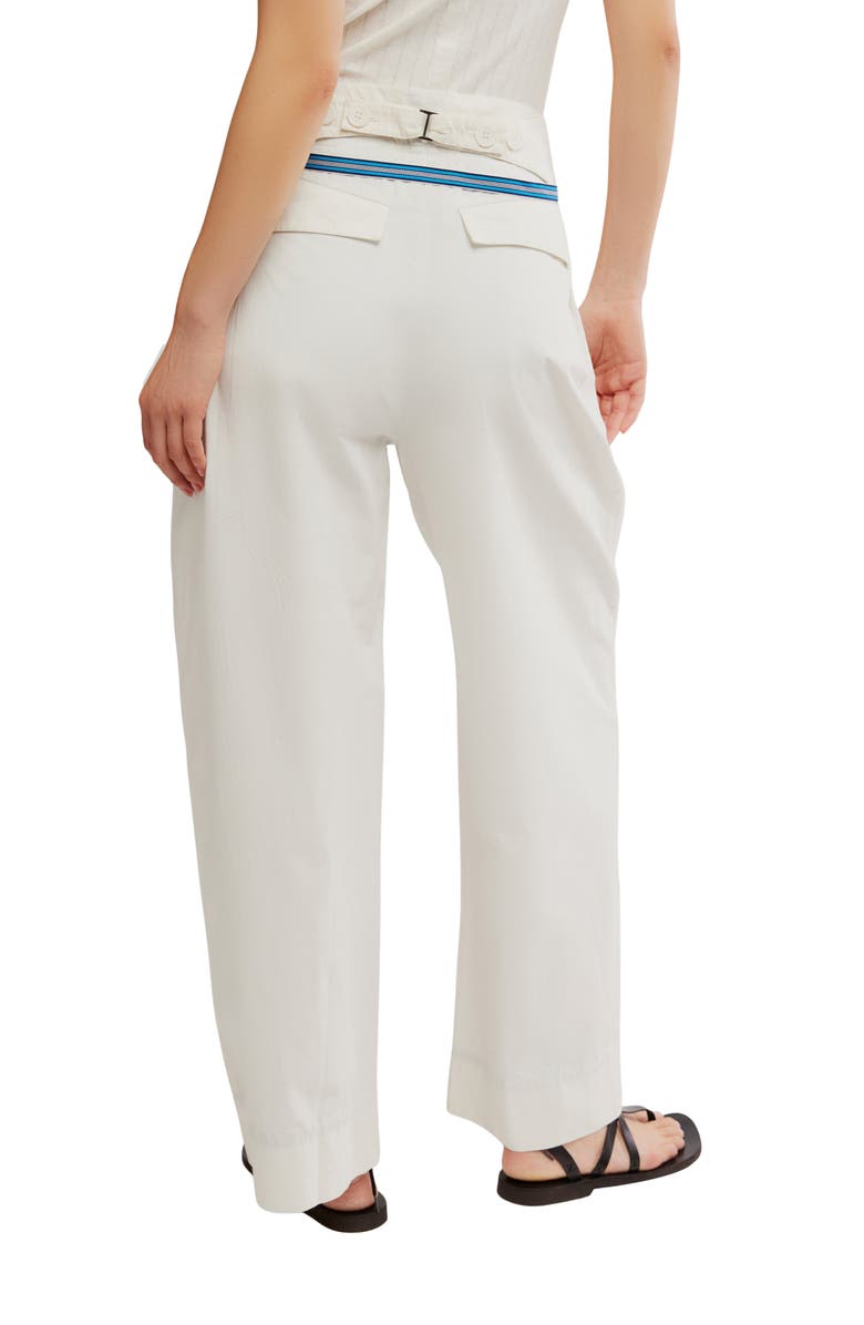 Free People Buckle Belt Cotton WIde Leg Pants, Alternate, color, Snow White