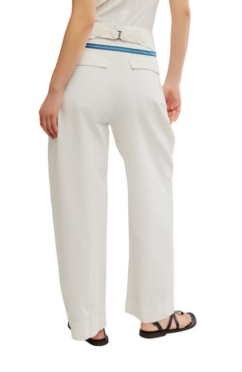 Free People Buckle Belt Cotton Wide Leg Pants In White