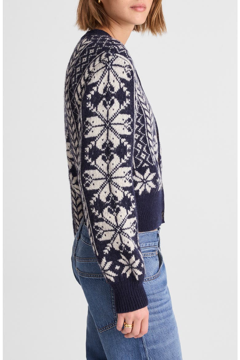 Fair Isle Wool Cardigan Jacket, Alternate, color, NAVY AND IVORY PATTERN