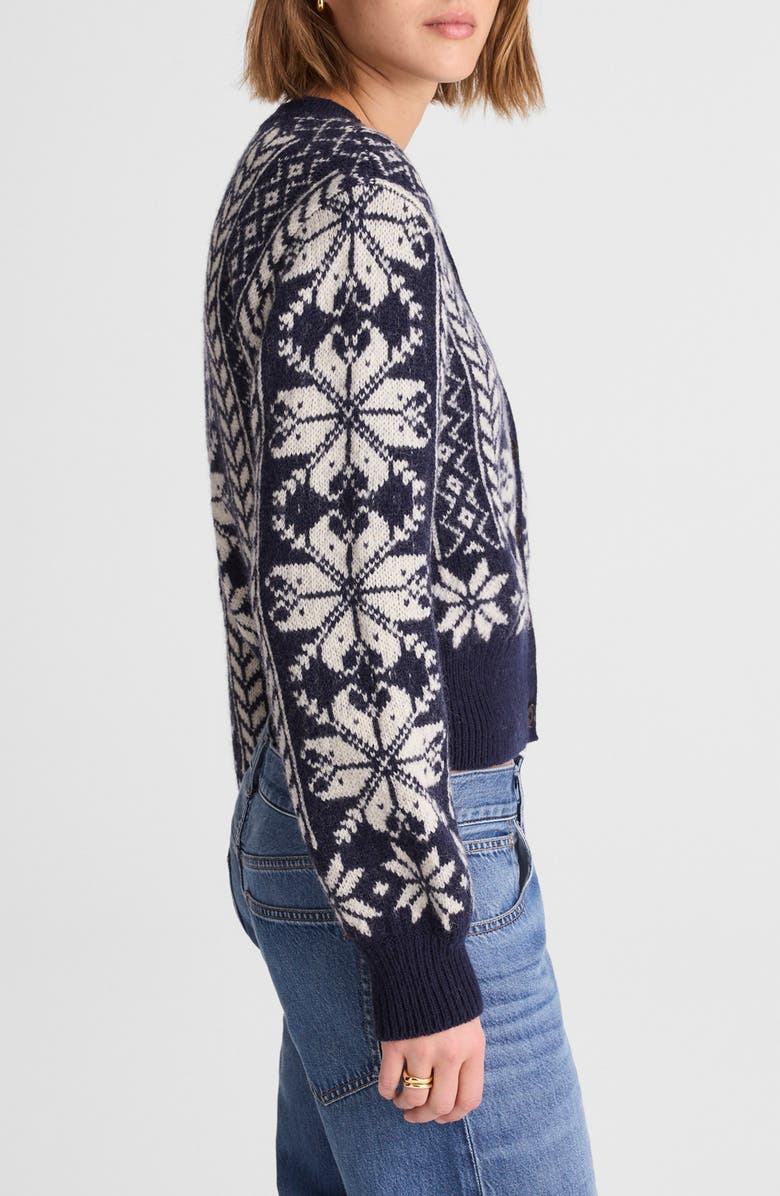 Madewell Fair Isle Wool Cardigan Jacket, Alternate, color, Navy And Ivory Pattern