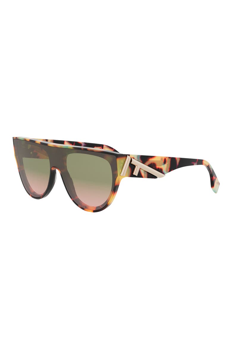 'Fendi First 139mm Flat Top Sunglasses, Alternate, color, HAVANA/ OTHER / GRADIENT GREEN