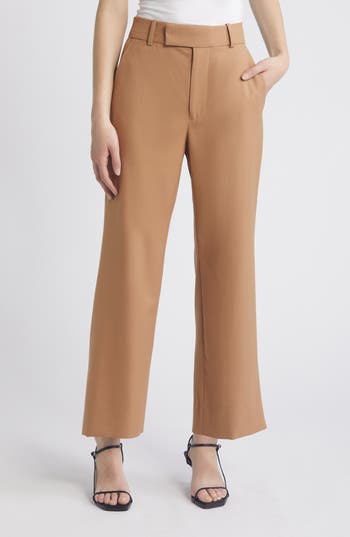 Frame Easy Slim Wool Blend Crop Pants In Light Camel