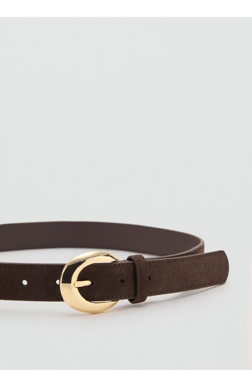 Mango Oval Buckle Suede Belt In Brown