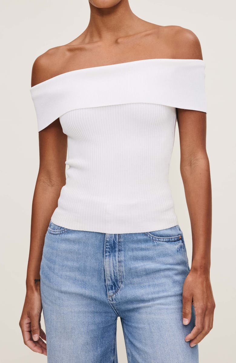 DL1961 Off the Shoulder Rib Top, Main, color, White
