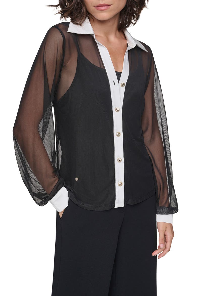 Contrast Mesh Top, Main, color, BLACK/ SOFT WHITE
