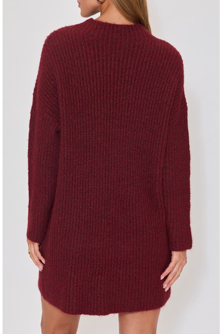 About Town Long Sleeve Rib Sweater Dress, Alternate, color, BURGUNDY
