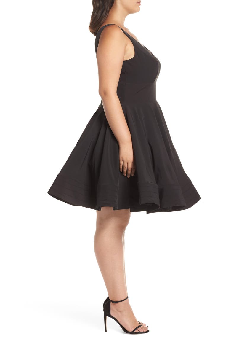 Fit & Flare Cocktail Dress, Alternate, color, BLACK