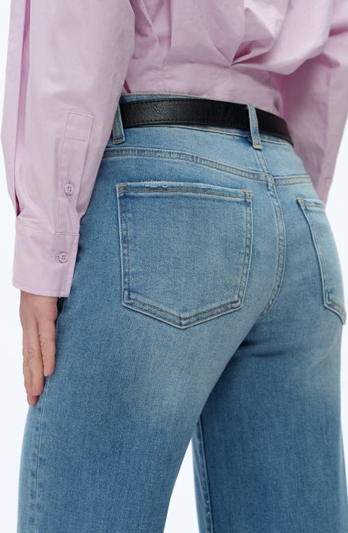 Bayeas High Waist Raw Hem Ankle Straight Leg Jeans In Blue