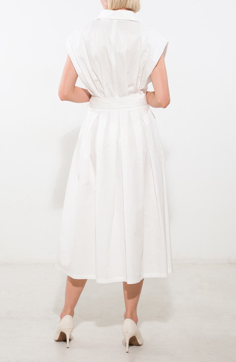 FREEMARKET Pleated Cap Sleeve Midi Dress, Alternate, color, Off White