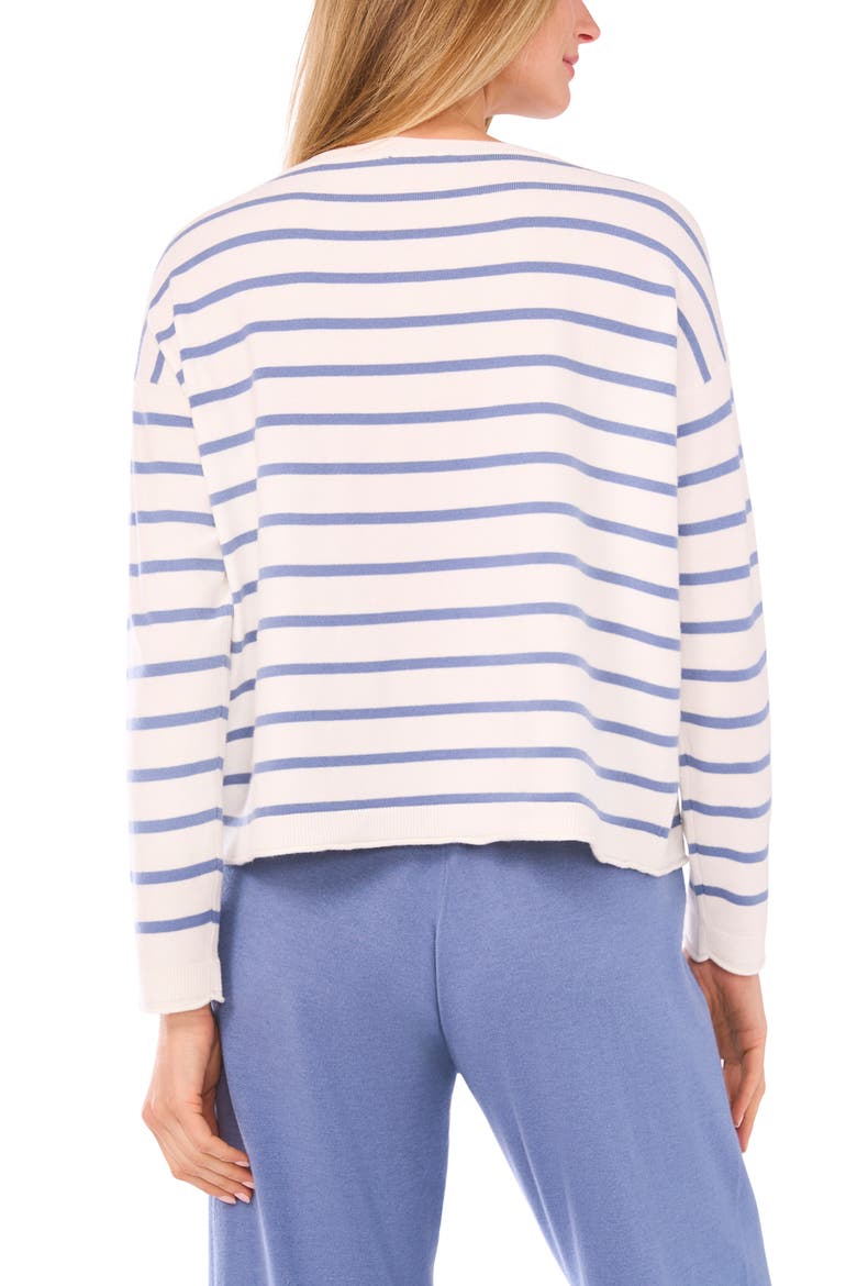 Stripe Rolled Edge Sweater, Alternate, color, ANTIQUE WHITE/ HORIZON BLUE