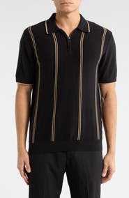 DENIM AND FLOWER Quarter Zip Knit Polo