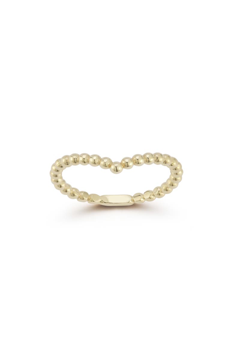 Ember Fine Jewelry 14K Gold Beaded V Ring, Main, color, Gold