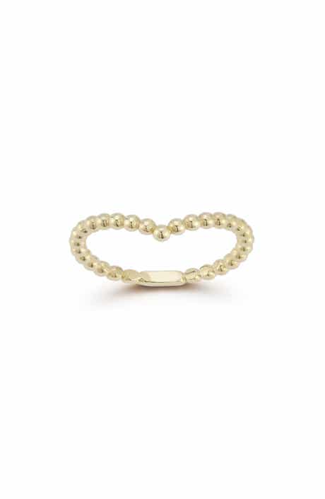 Ember Fine Jewelry 14K Gold Beaded V Ring