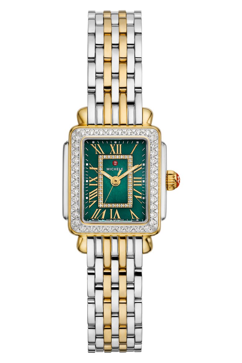 Deco Madison Mini Diamond Bracelet Watch, 23mm x 24mm, Main, color, TWO TONE