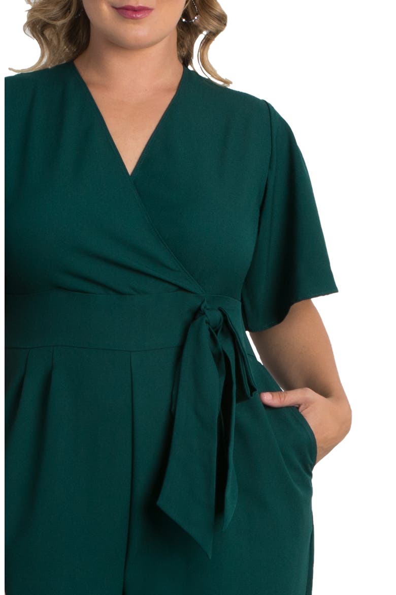 Charisma Faux Wrap Crepe Jumpsuit, Alternate, color, HUNTER GREEN