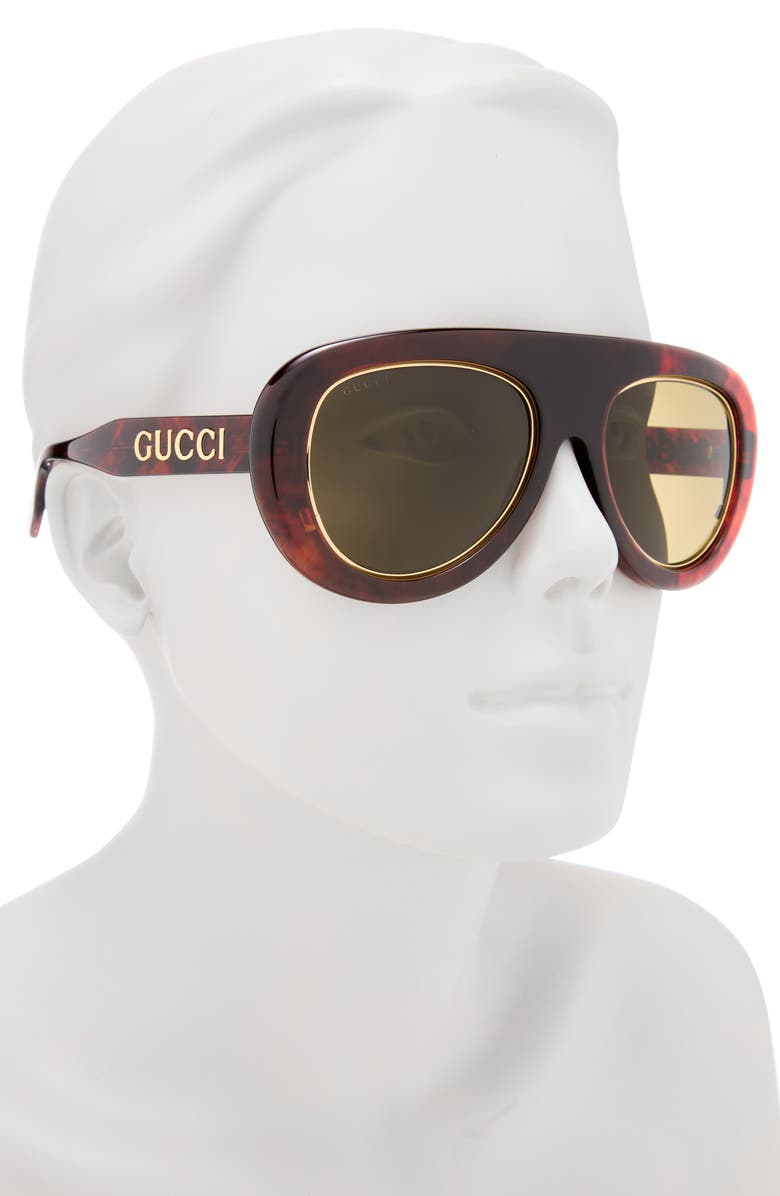 Gucci 54mm Pilot Sunglasses, Alternate, color, Havana Havana Green