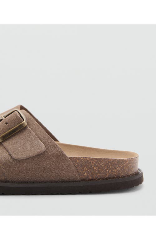 Mango Buckled Slide Sandal In Medium Brown
