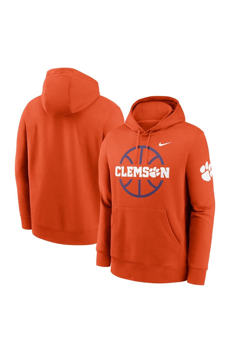 Nike Men's Nike  Orange Clemson Tigers Basketball Icon Club Fleece Pullover Hoodie, Main, color, Orange