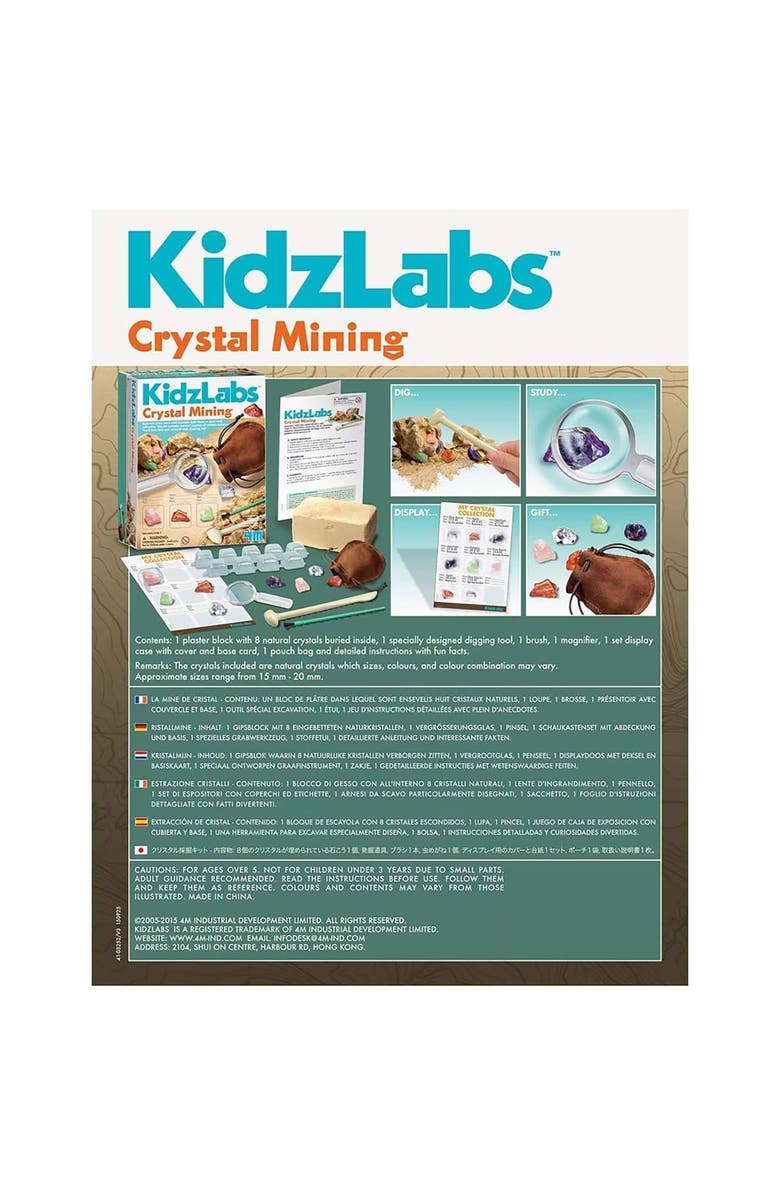 4M Kidzlabs Crystal Mining Kit Diy Geology Dig, Alternate, color, Multicolored