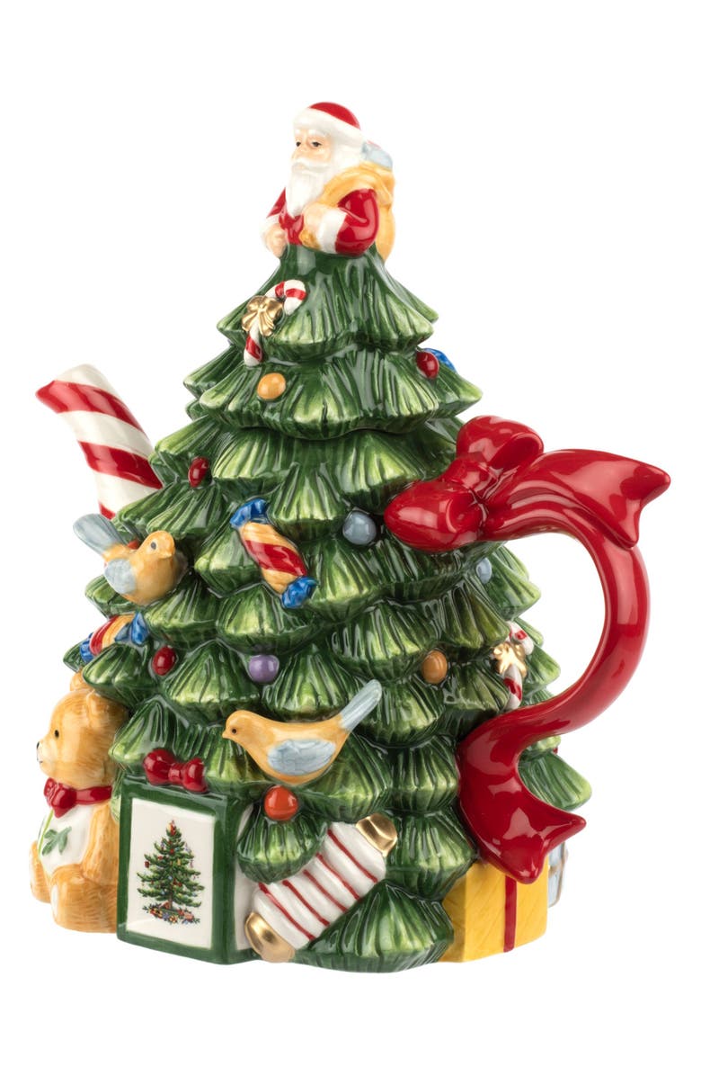 Spode Christmas Tree Teapot, Alternate, color, Green