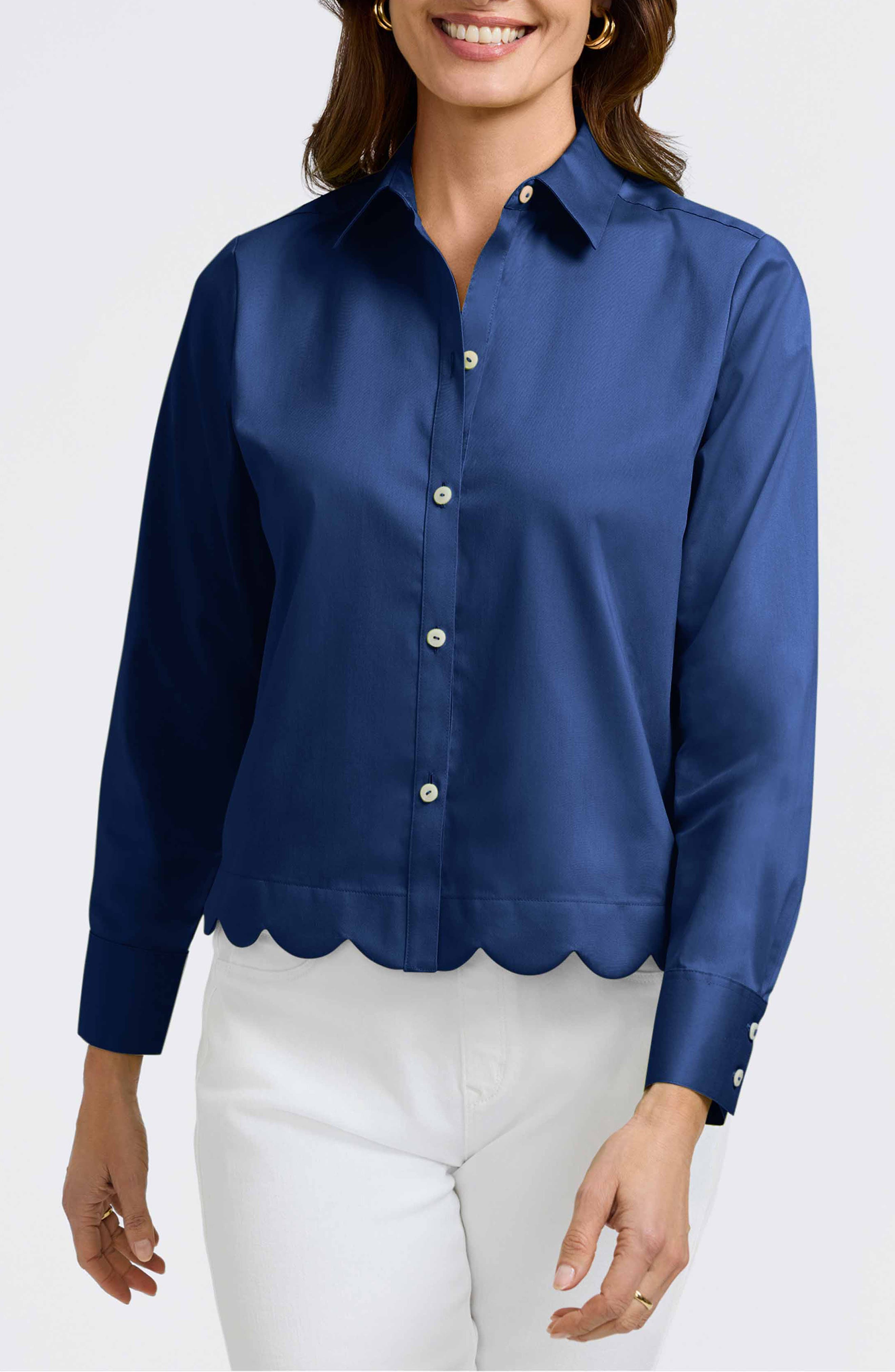 Scarlett Scallop Hem Button-Up Shirt - image 5