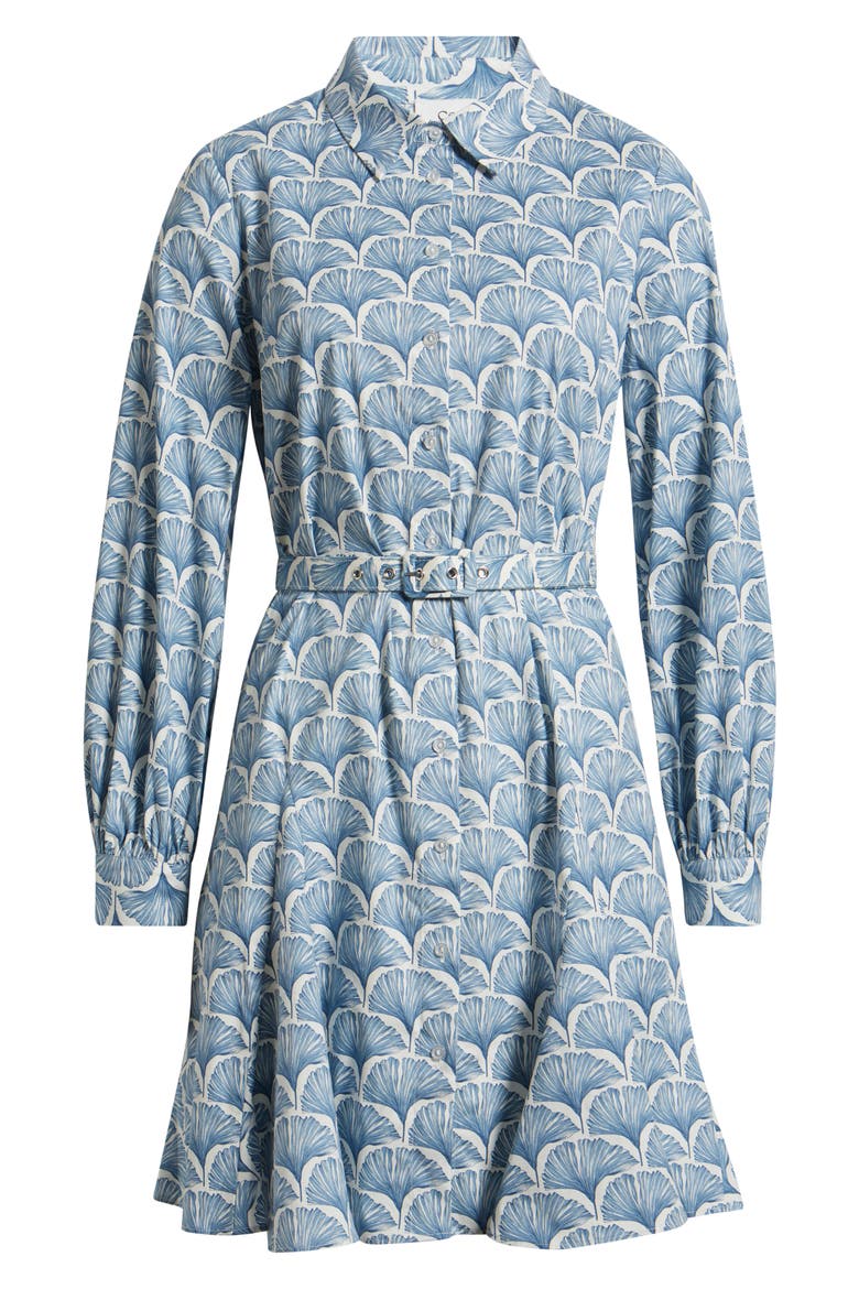 Fan Print Belted Button-Up Shirtdress, Alternate, color, IVORY MULTI
