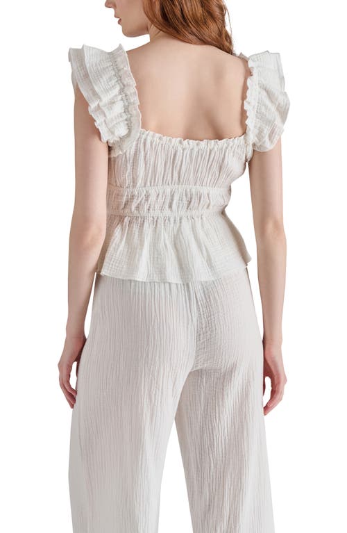 Steve Madden Button Front Peplum Top In White