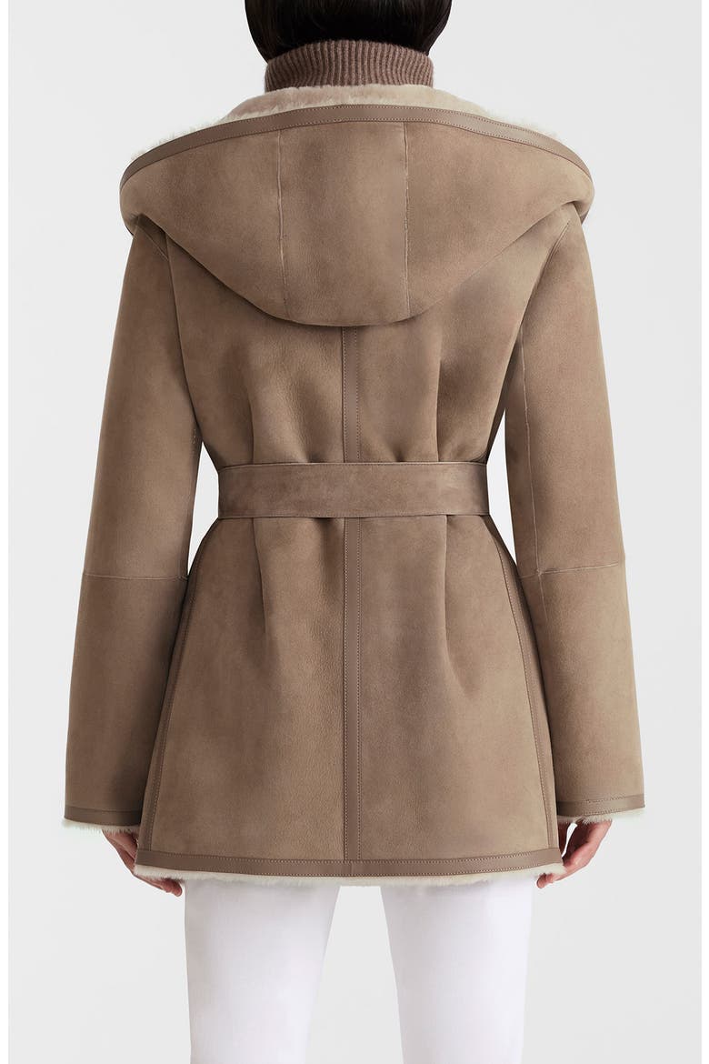 Valencia Reversible Genuine Shearling Wrap Coat, Alternate, color, TRUFFLE-TAUPE