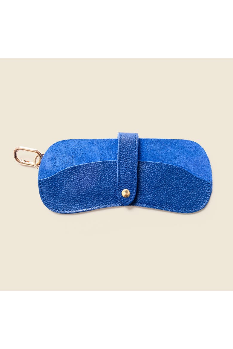 Leather Sunglasses Case with Key Ring, Alternate, color, Cobalt Blue