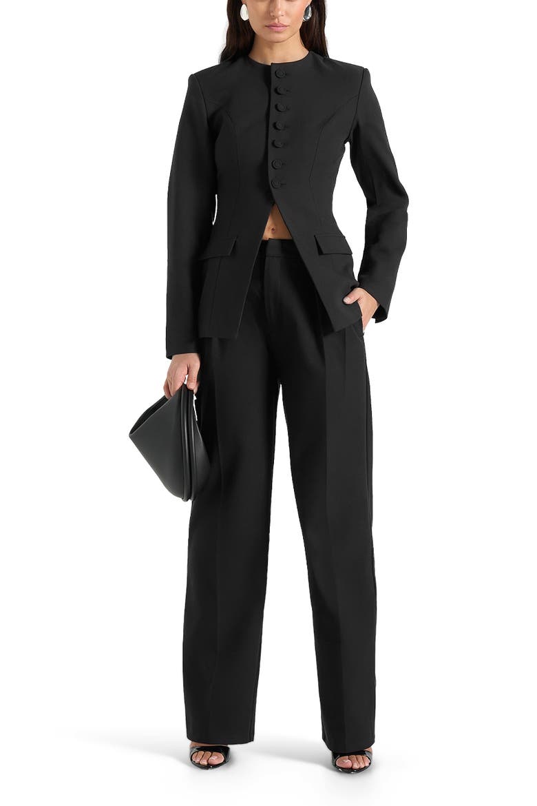 Harper Tailored Cinch Blazer With Detachable Collar, Alternate, color, Black