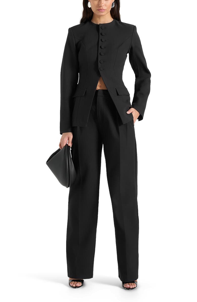 Manière De Voir Harper Tailored Cinch Blazer With Detachable Collar, Alternate, color, Black