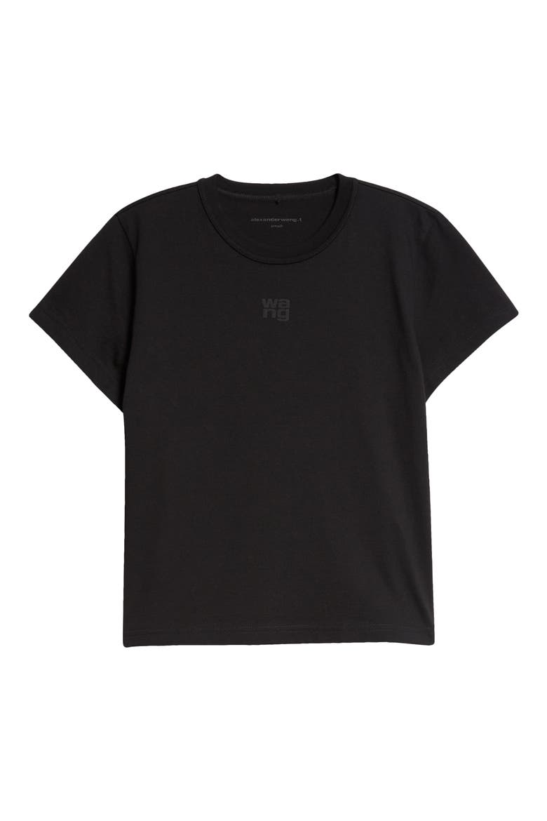 Puff Logo Shrunken Cotton Jersey T-Shirt, Alternate, color, BLACK