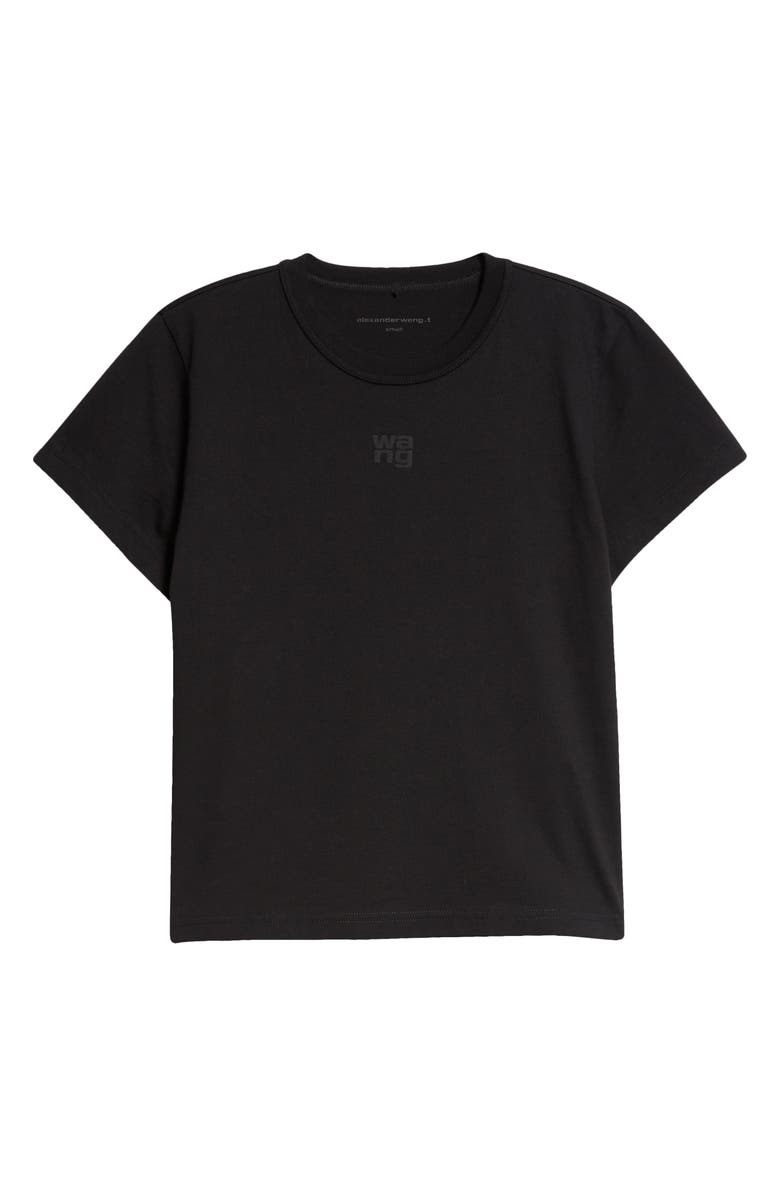 Alexander Wang Puff Logo Shrunken Cotton Jersey T-Shirt, Alternate, color, Black