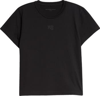 【ALEXANDER WANG】Puff Logo Shrunken T-Shirt Washed Asphalt puff logo shrunken tee in cotton jersey in WASHED ASPHALT
