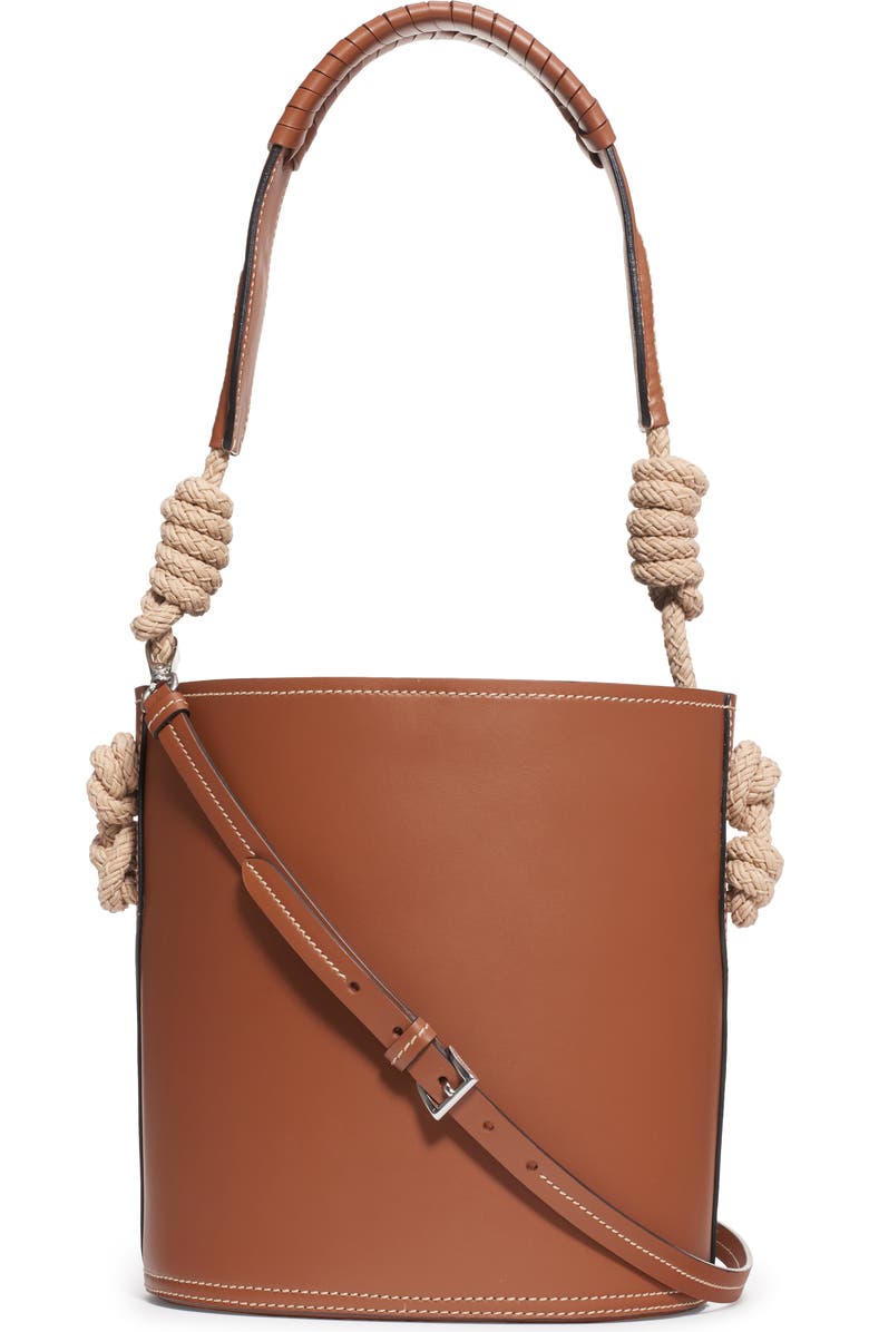 Prada Woven Top Handle Leather Bucket Bag, Alternate, color,