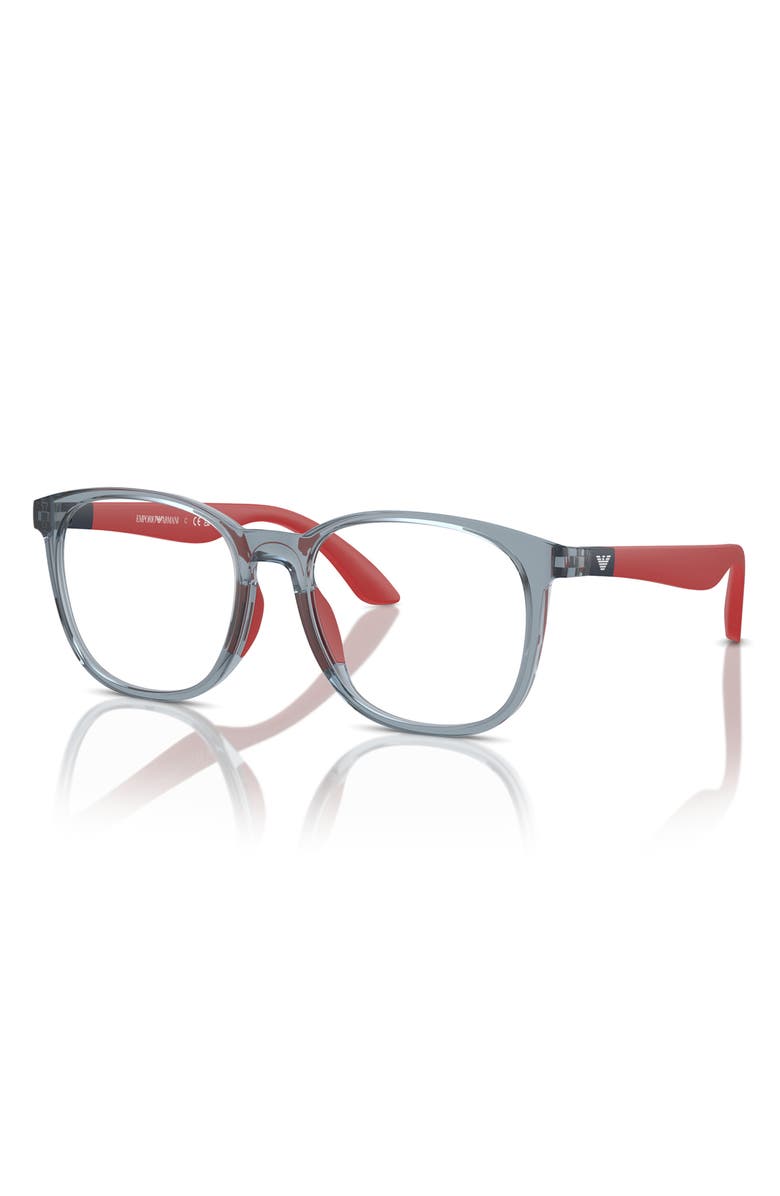 Emporio Armani 49mm Phantos Optical Glasses, Alternate, color, Shiny Blue / Demo Lens