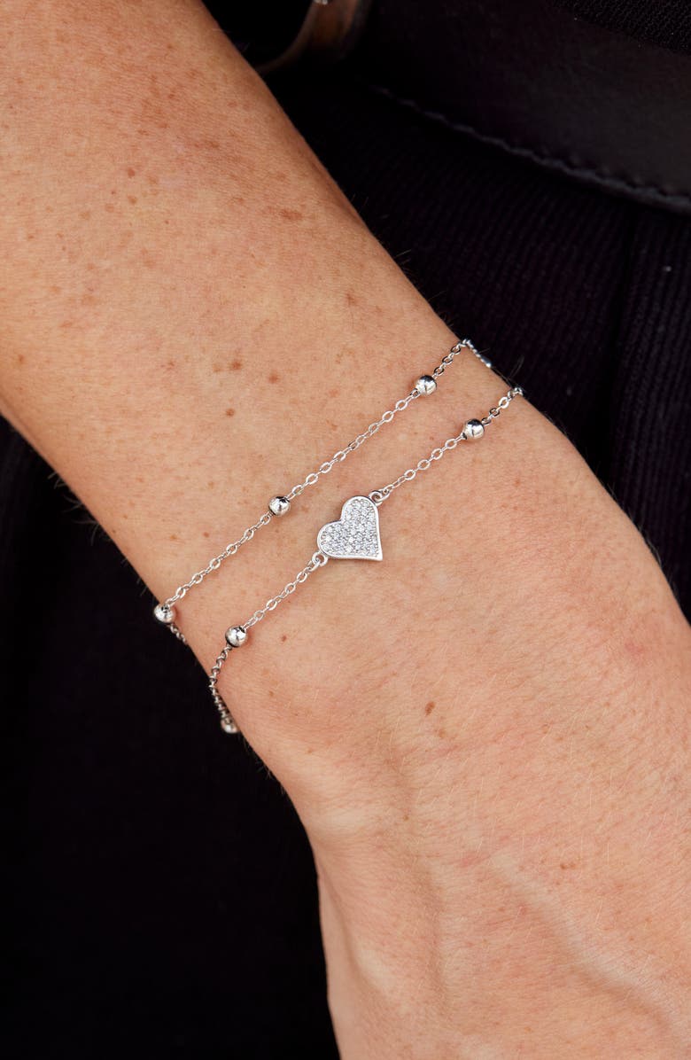 SAVVY CIE JEWELS CZ Layered Chain Bracelet, Alternate, color, Silver