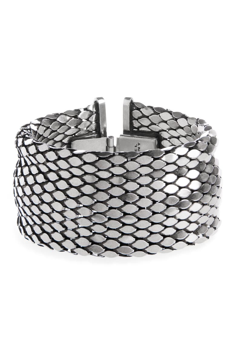 Large Mesh Cuff Bracelet, Main, color, SILVER 08SI